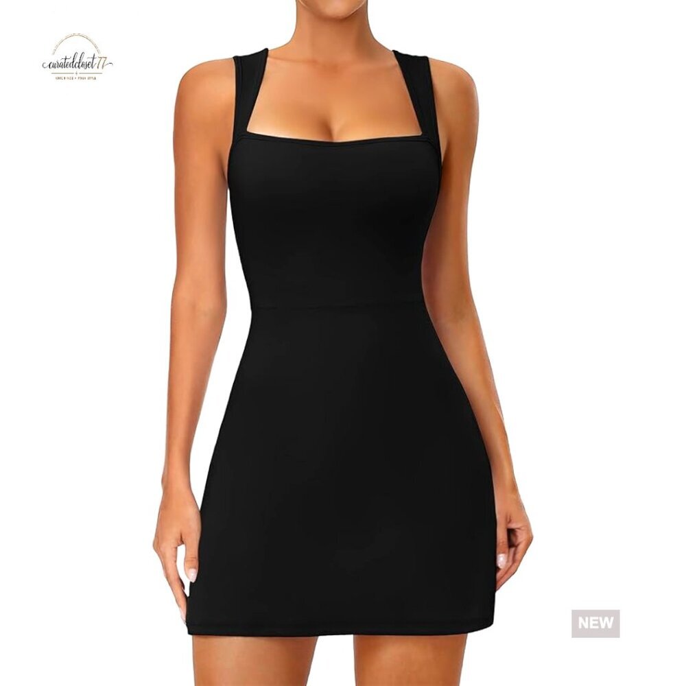 Women's Athletic Mini Dress with Built-In Shorts, Pockets, Moisture-Wicking